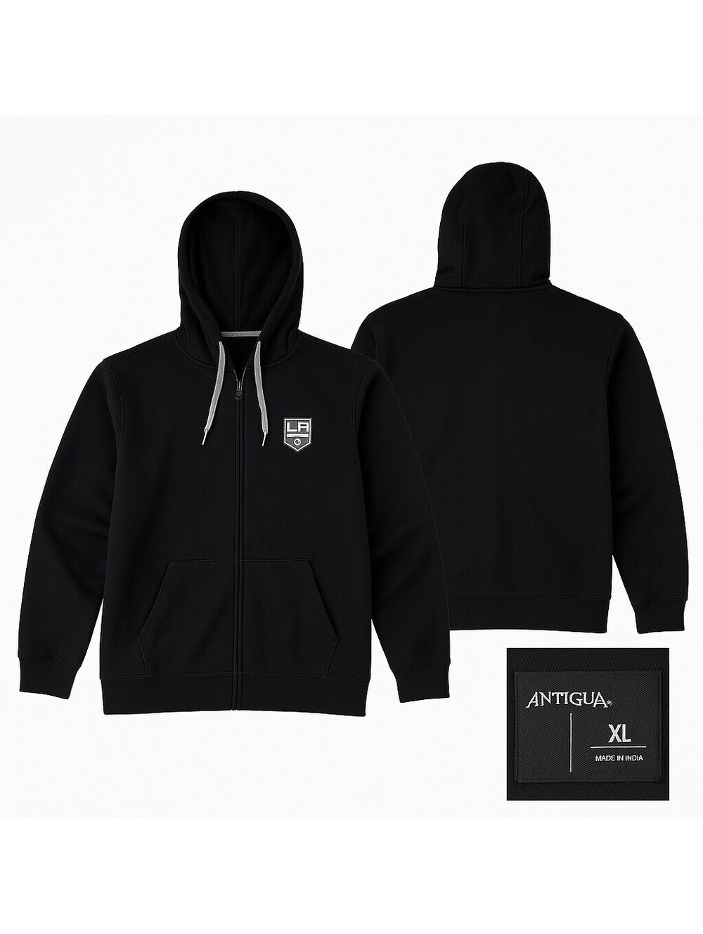 Los Angeles Kings Hoodie NHL Antigua Women’s XL Black Gray Full Zip Sweatshirt